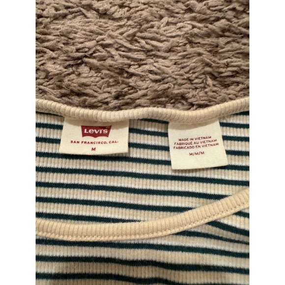 Y2K Levi’s Striped Ribbed Baby Doll Fitted‎ Tee Size medium - Picture 3 of 5